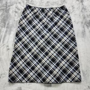 Vintage Lavender Skirt Womens M Blue Black Plaid Pull On Pencil Preppy Academia‎